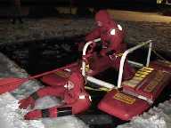 Securing the rescue harness.